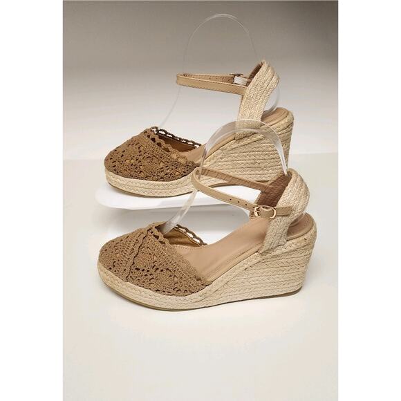 Women's Fashion Espadrilles Wedge Tan Sandal Heel Shoes Size US7/38 - Picture 3 of 10